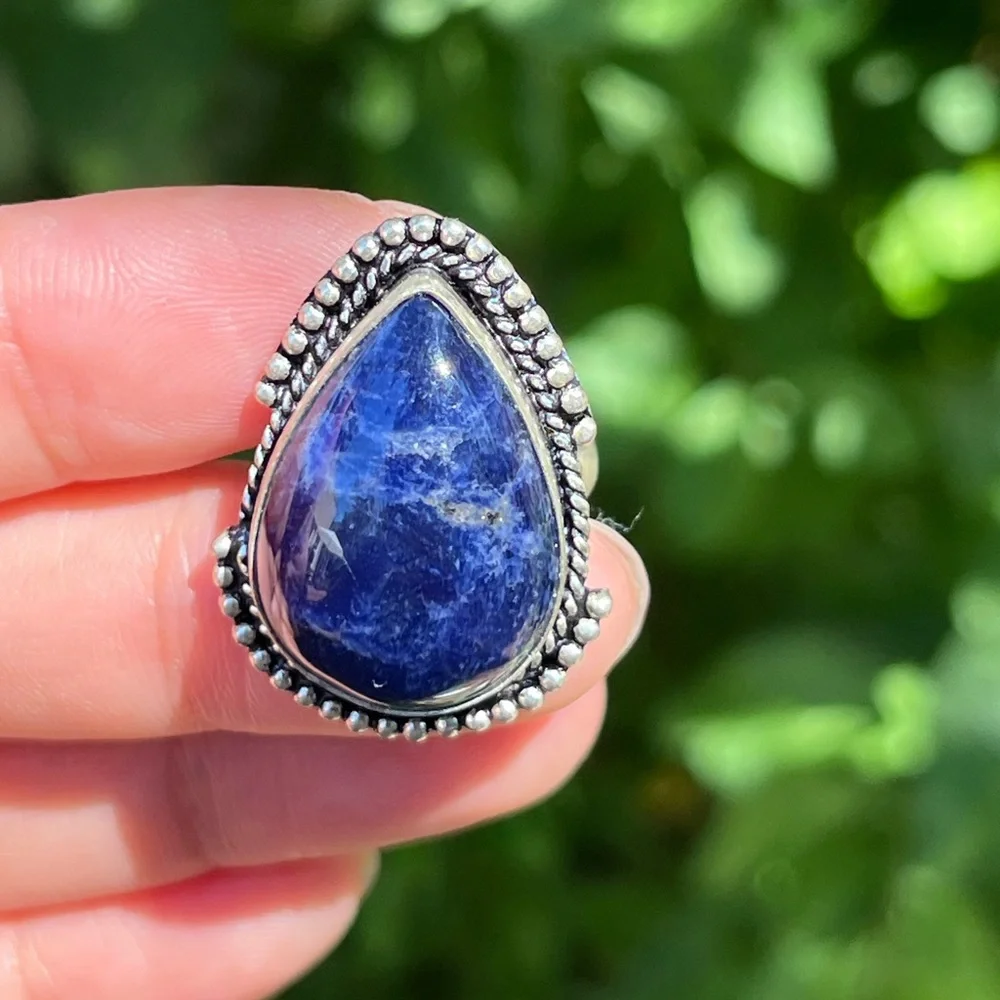 Size 6.25 925 silver plated‎ sodalite ring